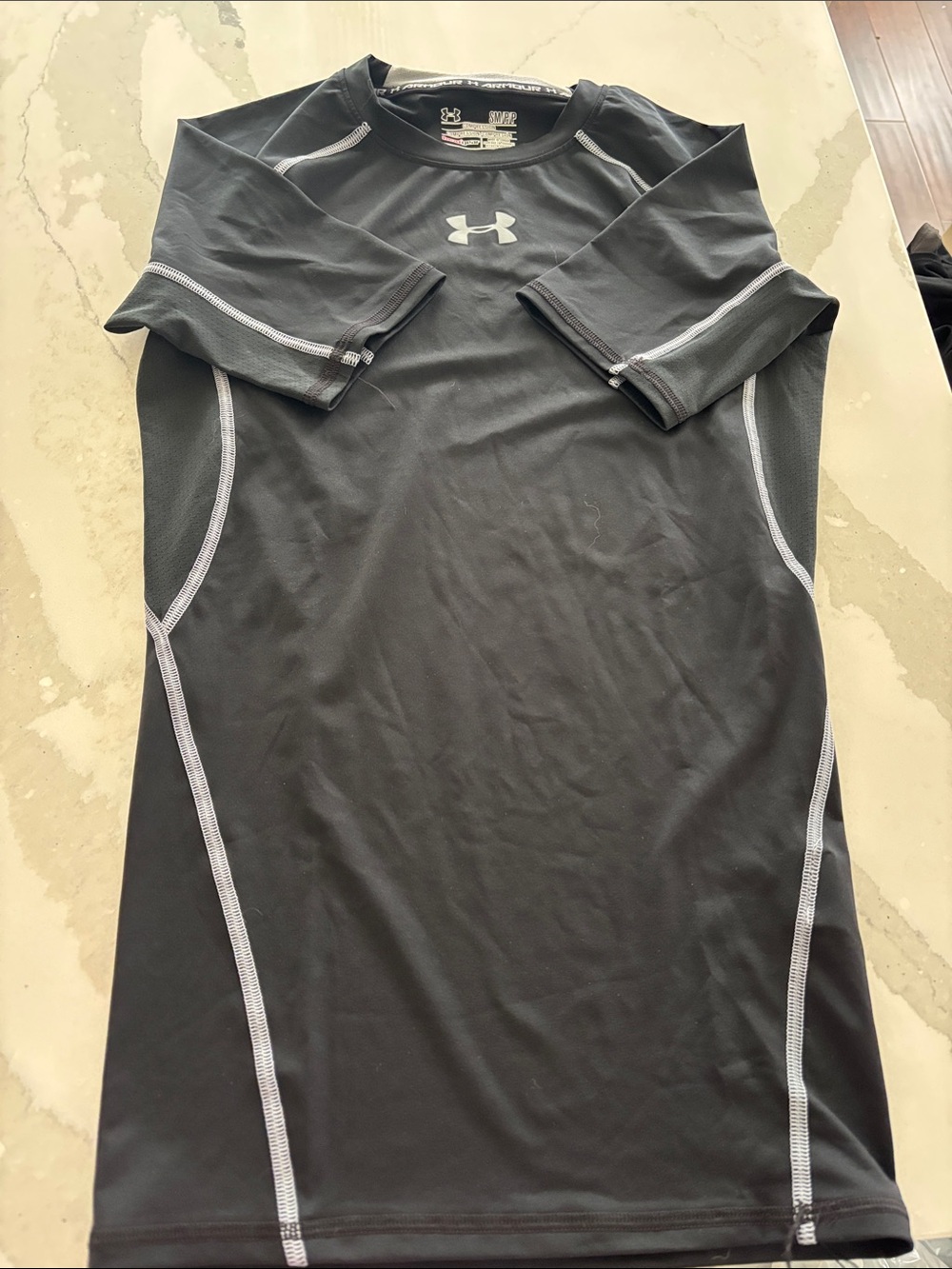 Under Armour Black Compression Top with Grey Stitching
